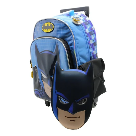 Mochila Escolar Dc Liga De La Justicia Batman Mascara Carro - Imagen 4