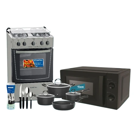 Cocina Combinada + Cubiertos + Batería De Cocina +microonda