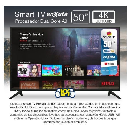 Televisor Led Smart Tv 50 4k Uhd Enxuta Ledenx1250sdf Kanata - Imagen 5