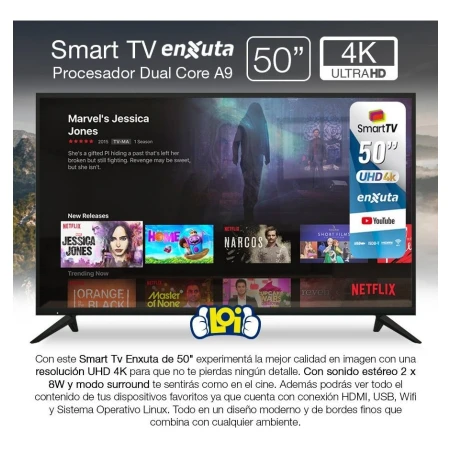 Televisor Led Smart Tv 50 4k Uhd Enxuta Ledenx1250sdf Kanata - Imagen 5