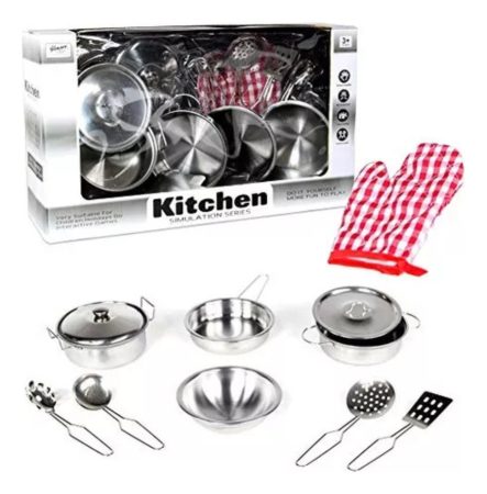 Juego De Cocina De Metal Infantil 11 Pcs - Cocinita Kanata