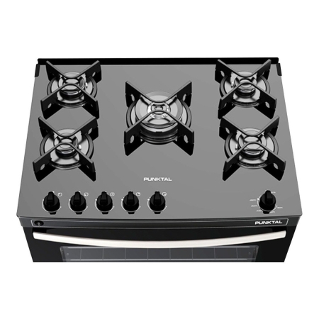 Cocina Punktal Agile Glass Pk-gl5 Gas/eléctrica 5 Hornallas - Imagen 3