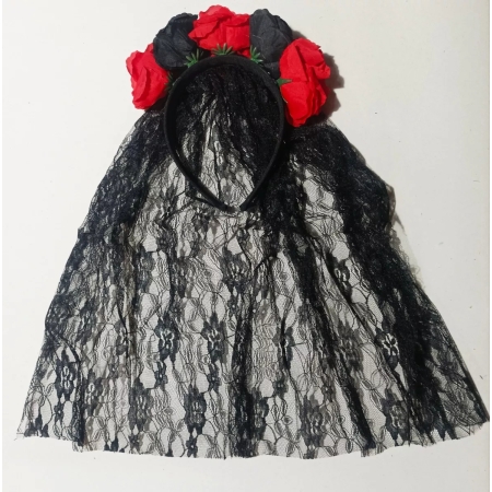 Vestido De Niña Catrina,esqueleto Brillos Y Tiara Con Encaje - Imagen 4
