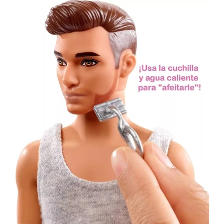 Muñeco Ken Barbie Muebles Baño Afeitar Fyk51 Mundo Kanata - Imagen 7