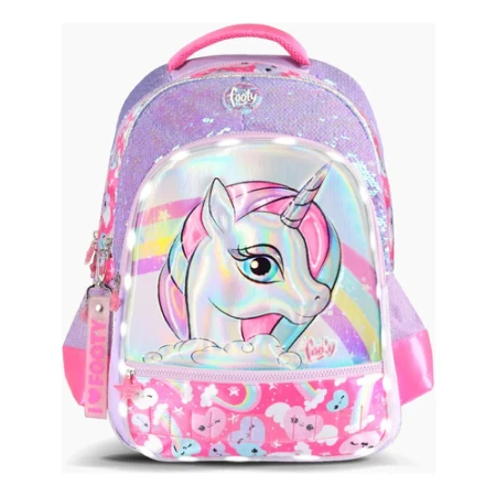 Footy Mochila Unicornio De Espalda Lila Con Luz 18