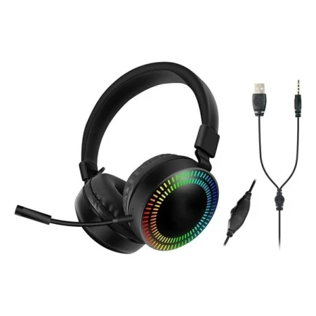 Auriculares Gamer Gm-019 Negro Con Luz Led Mundo Kanata - Imagen 2