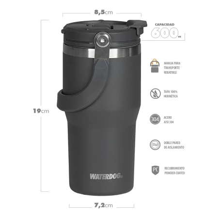 Vaso Waterdog Termico Zumo 600 Doble Pico Acero - Imagen 2