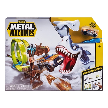 Pista Lanzador Shark Attack Con Vehículo Metal Machines