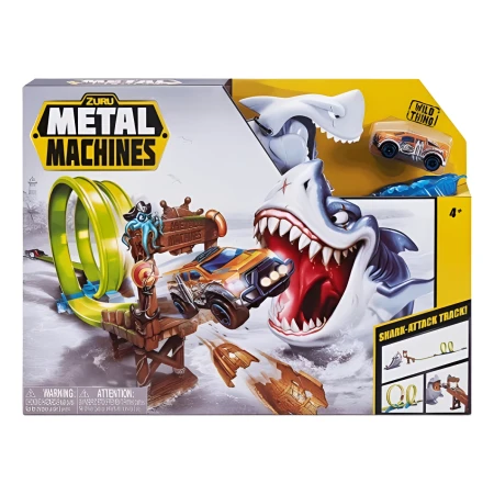 Pista Lanzador Shark Attack Con Vehículo Metal Machines