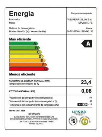 Heladera Auto Defrost Smartlife Sl-rfh220wh2 Freezer 212l - Imagen 8